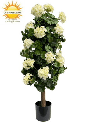 LeopoldFlora Geranium kolom kunstplant 120cm UV creme-wit