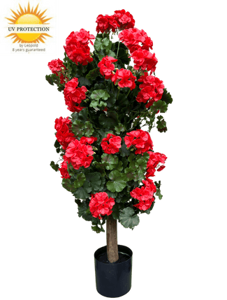 LeopoldFlora Geranium kolom kunstplant 120cm UV rood