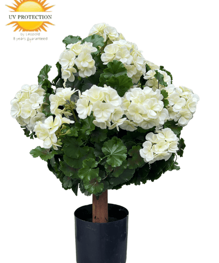 LeopoldFlora Geranium bol kunstplant 50cm UV creme-wit