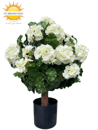 LeopoldFlora Geranium bol kunstplant 50cm UV creme-wit