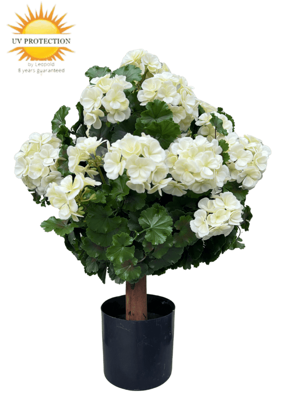LeopoldFlora Geranium bol kunstplant 50cm UV creme-wit