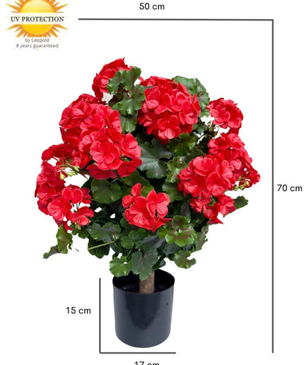 LeopoldFlora Geranium bol kunstplant 50cm UV rood
