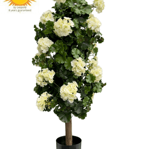 LeopoldFlora Geranium kolom kunstplant 120cm UV creme-wit