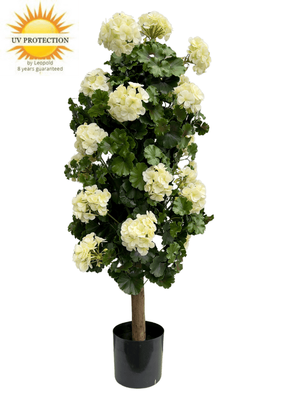 LeopoldFlora Geranium kolom kunstplant 120cm UV creme-wit