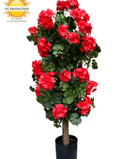 LeopoldFlora Geranium kolom kunstplant 120cm UV rood