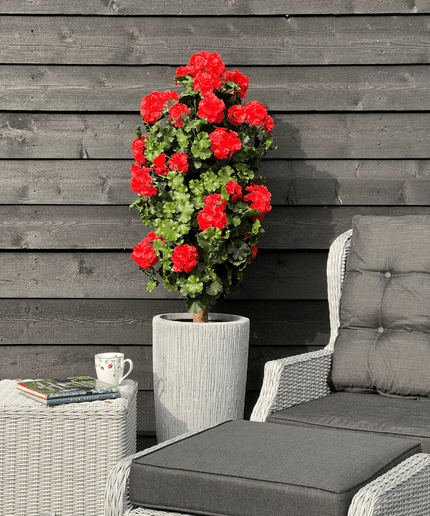 LeopoldFlora Geranium kolom kunstplant 120cm UV rood