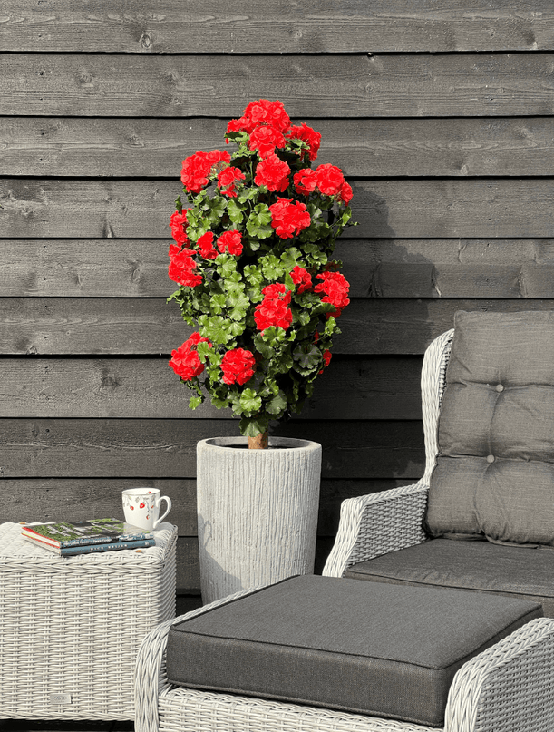 LeopoldFlora Geranium kolom kunstplant 120cm UV rood