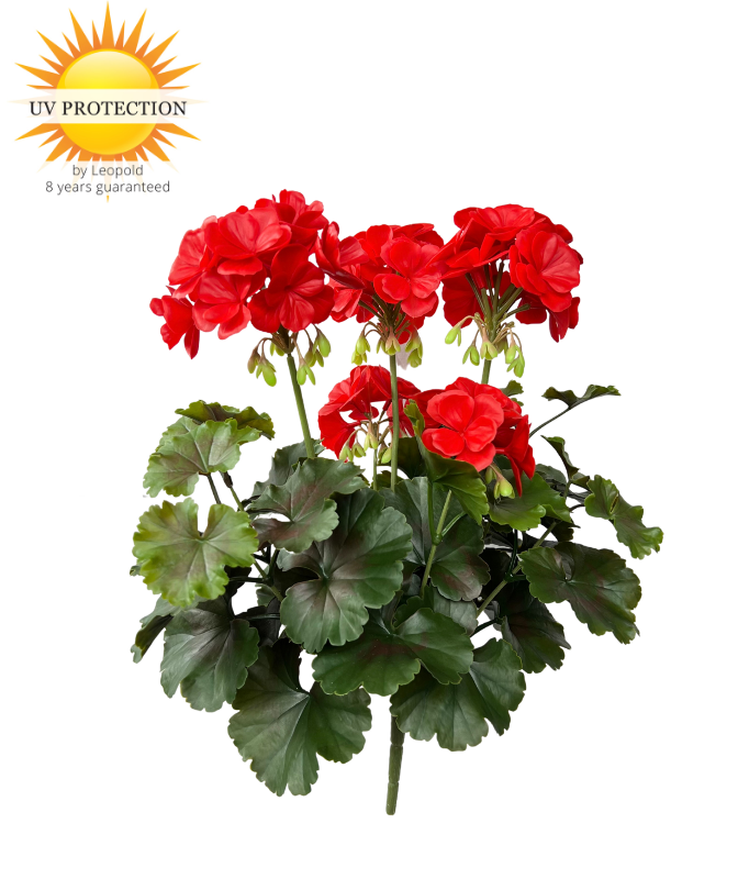 LeopoldFlora Geranium kunstboeket 38cm rood UV