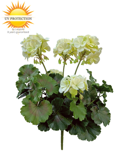 LeopoldFlora Geranium kunstboeket 38cm wit UV