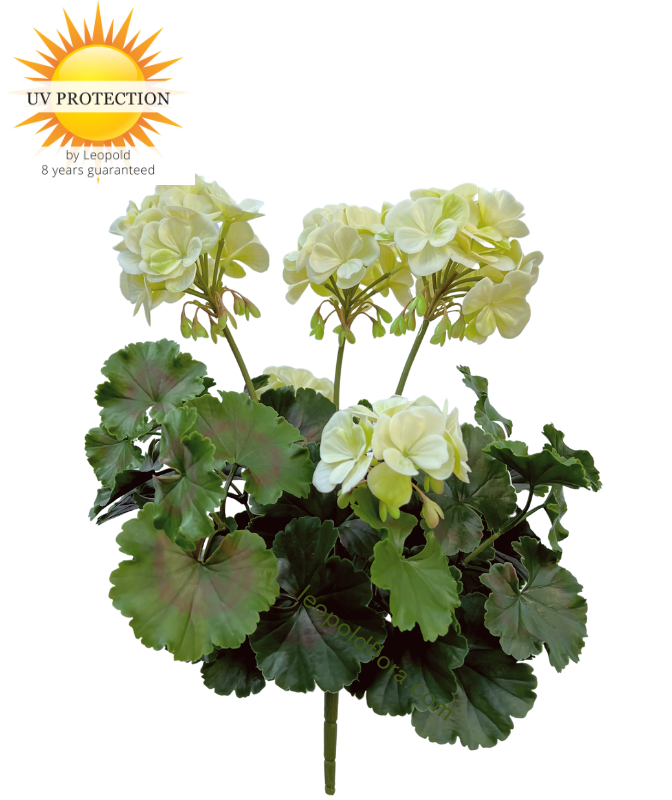 LeopoldFlora Geranium kunstboeket 38cm wit UV