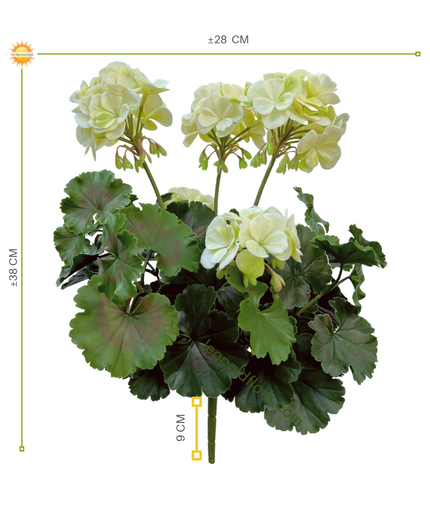 LeopoldFlora Geranium kunstboeket 38cm wit UV