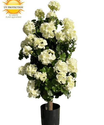 LeopoldFlora Geranium pyramide 110cm kunstplant UV creme-wit