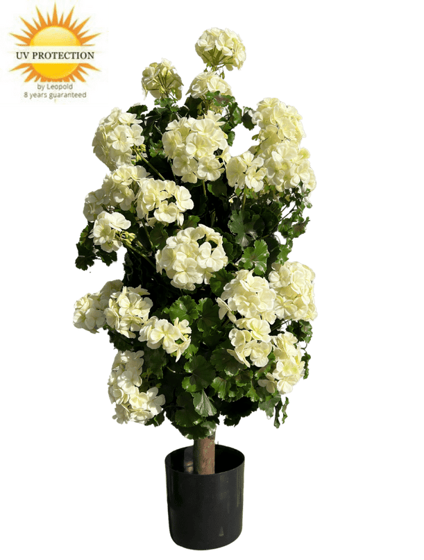 LeopoldFlora Geranium pyramide 110cm kunstplant UV creme-wit
