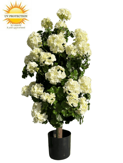 LeopoldFlora Geranium pyramide 110cm kunstplant UV creme-wit