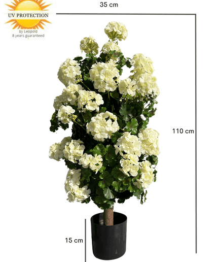 LeopoldFlora Geranium pyramide 110cm kunstplant UV creme-wit