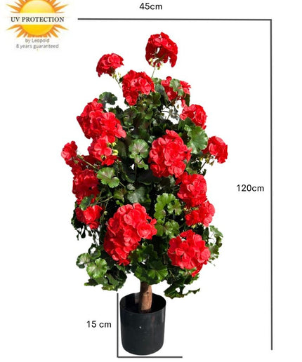 LeopoldFlora Geranium pyramide 110cm kunstplant UV rood