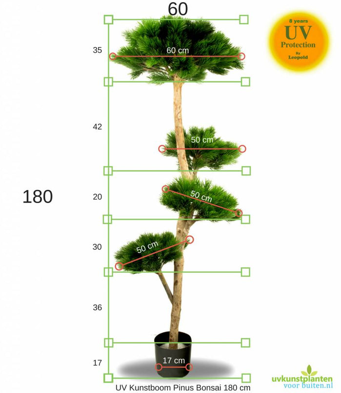 LeopoldFlora Grote Kunstboom Pinus Bonsai 180 UV