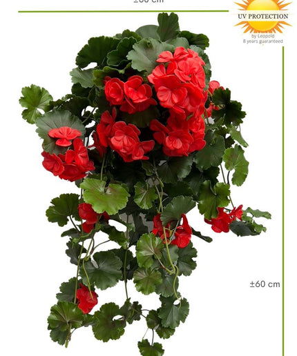LeopoldFlora Kunst Hanggeranium 65cm UV rood