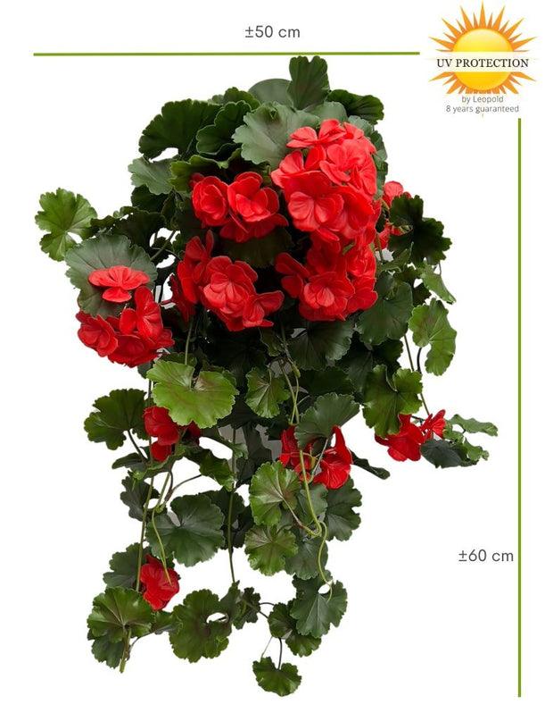 LeopoldFlora Kunst Hanggeranium 65cm UV rood