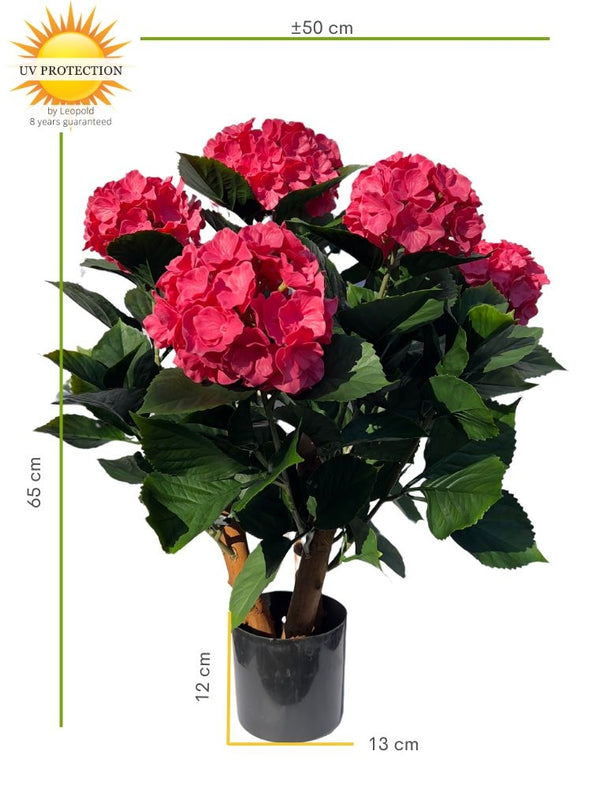 LeopoldFlora Kunst Hortensia roze L 65cm UV