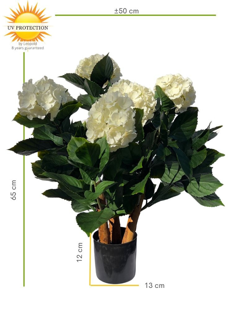 artificial hydrangea plant in pot Out Artificial Hydrangea white 65 cm with UV Protection – LeopoldFlora