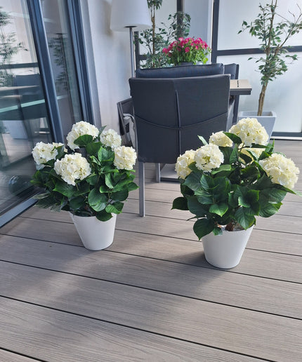 LeopoldFlora Kunst Hortensia wit L 65cm UV