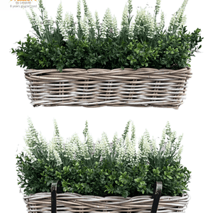LeopoldFlora Rotan Hangmand incl UV Kunst Lavendel 30cm en Buxus