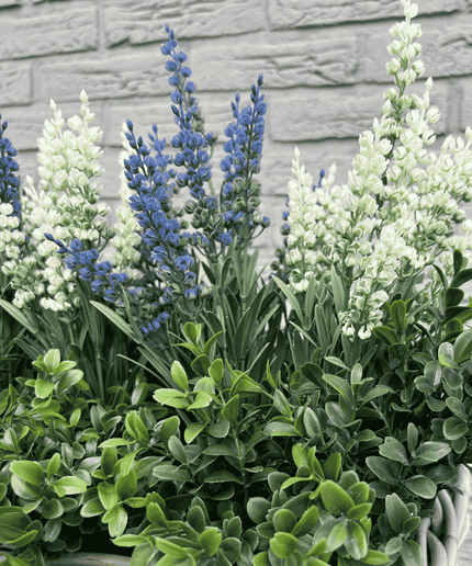 LeopoldFlora Rotan Hangmand incl UV Kunst Lavendel 30cm en Buxus