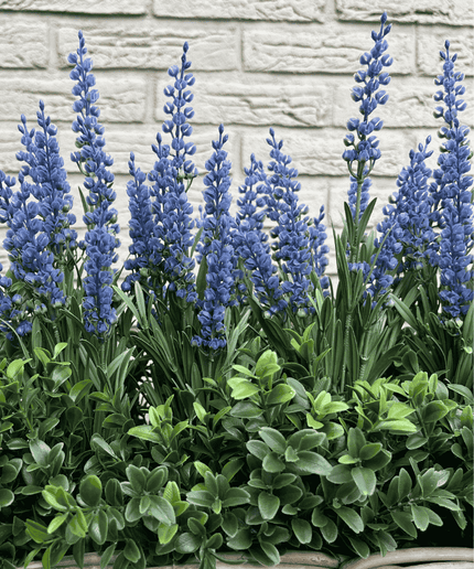 LeopoldFlora Rotan Hangmand incl UV Kunst Lavendel 30cm en Buxus